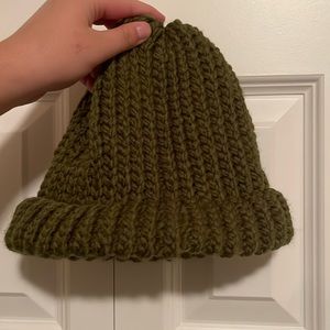 handmade knit beanie! worn yarn